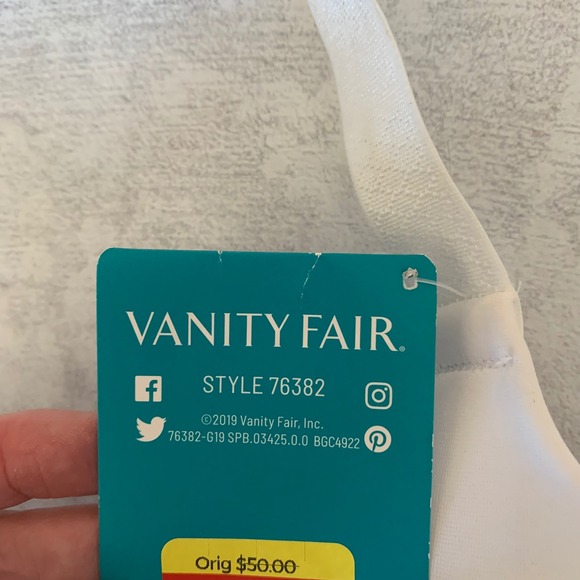 Vanity Fair 38C 76382 Padded, Back Smoother, Underwire, Full Bra, White Lace NEW - Picture 5 of 7